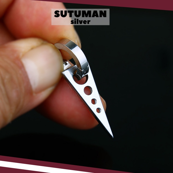 [HỎA TỐC] Bông tai punk hình tam giác nhọn chất liệu titan cao cấp không ảnh hưởng tai SUTUMANsilver