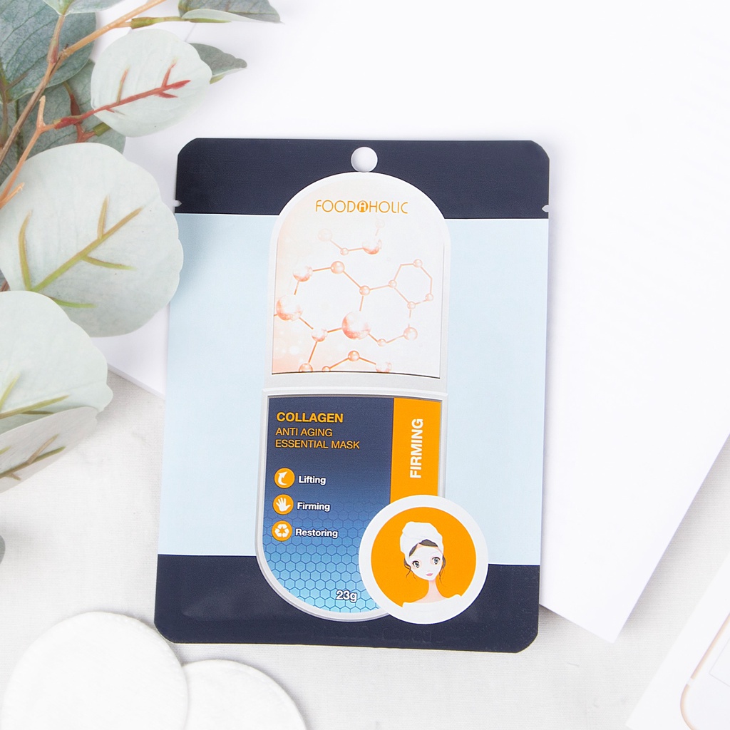 Mặt nạ Collagen giảm nếp nhăn, căng bóng da Foodaholic COLLAGEN Anti Aging Essential Mask 23g | BigBuy360 - bigbuy360.vn