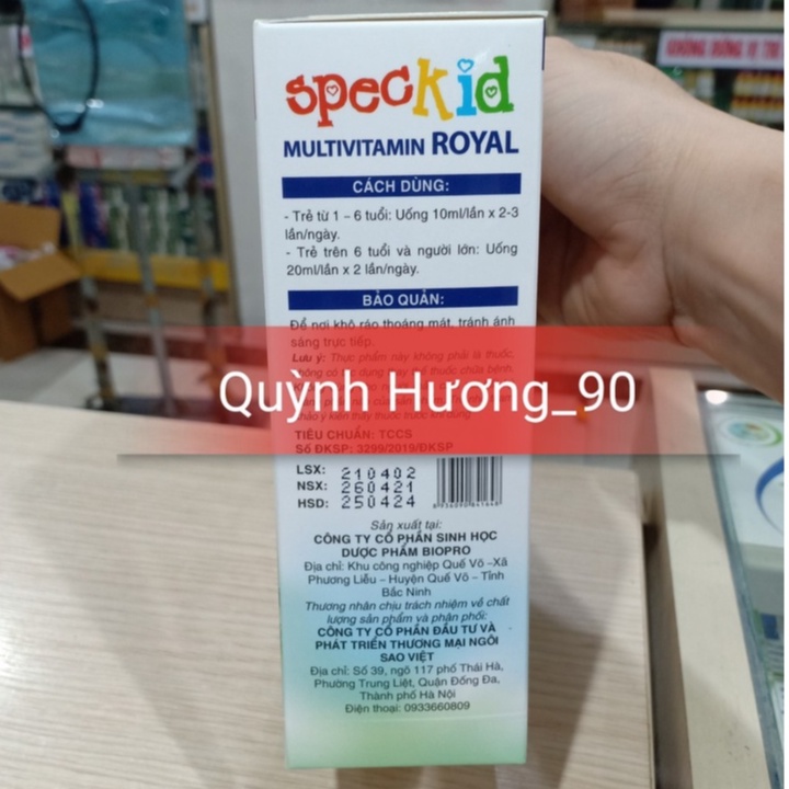SPECKID Multivitamin Royal giúp bé ăn ngon,tăng sức đề kháng
