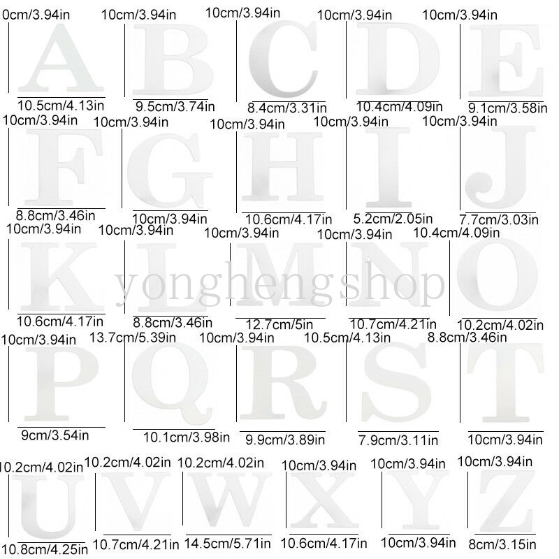 Miếng dán tường hình chữ cái A-F Z tùy chọn bằng acrylic thời trang