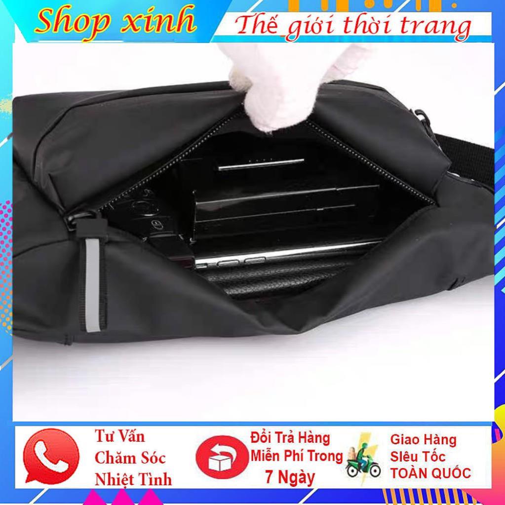 Túi đeo chéo khóa phản quang Cao Cấp, túi đeo bụng vải Oxford dày dặn, chống nước, nhiều ngăn nhỏ đựng đồ tiện dụng. | BigBuy360 - bigbuy360.vn