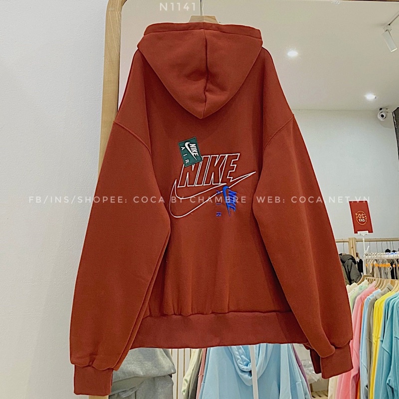 [N1141]🧡 Áo HOODIE nỉ bông dày mũ rộng thêu AIR form rộng (Có sẵn/ảnh thật) | BigBuy360 - bigbuy360.vn