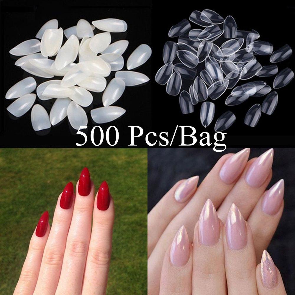 Bộ 500 Móng Tay Giả Bằng Acrylic Hình Oval Thời Trang