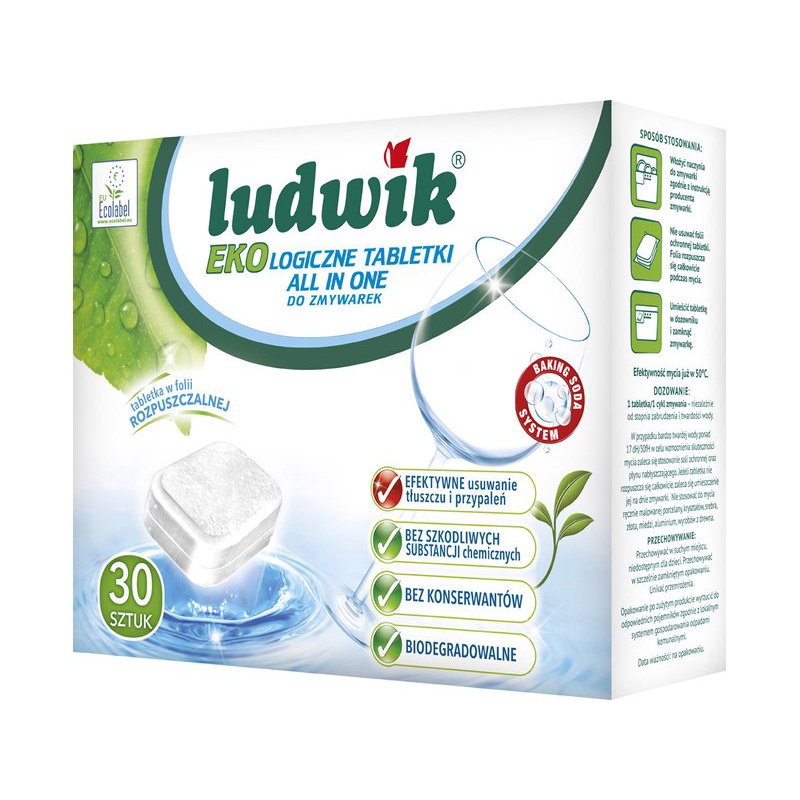 Viên Rửa Bát Ludwik Eco Hộp 30 Viên Hoàn Toàn Từ Thiên Nhiên - An Toàn Cho Sức Khỏe