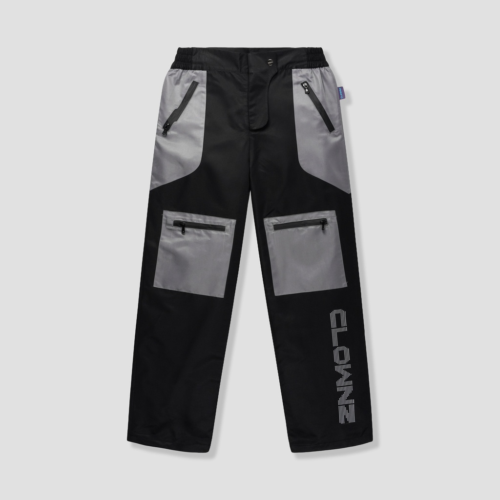 Quần gió phản quang 2 lớp chống thấm nước nhẹ, local brand ClownZ Cyber Reflective Wind form rộng, unisex nam nữ