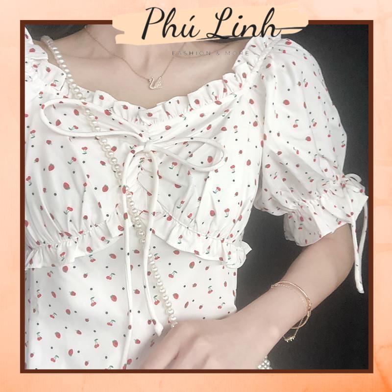MS8846 Váy đầm xoè tay bồng chiết ngực cách điệu
