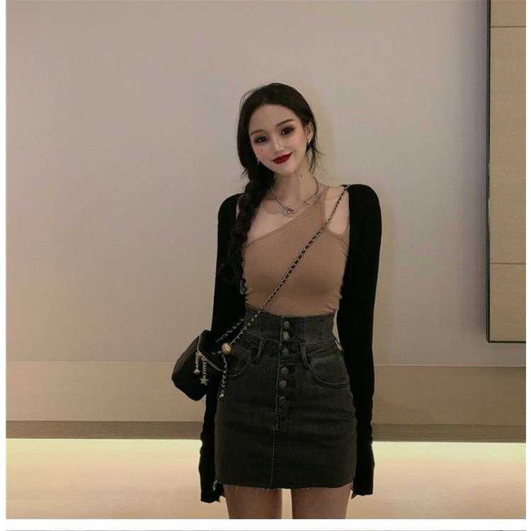 Chân váy jean Chữ A Lưng Cao Plus Size