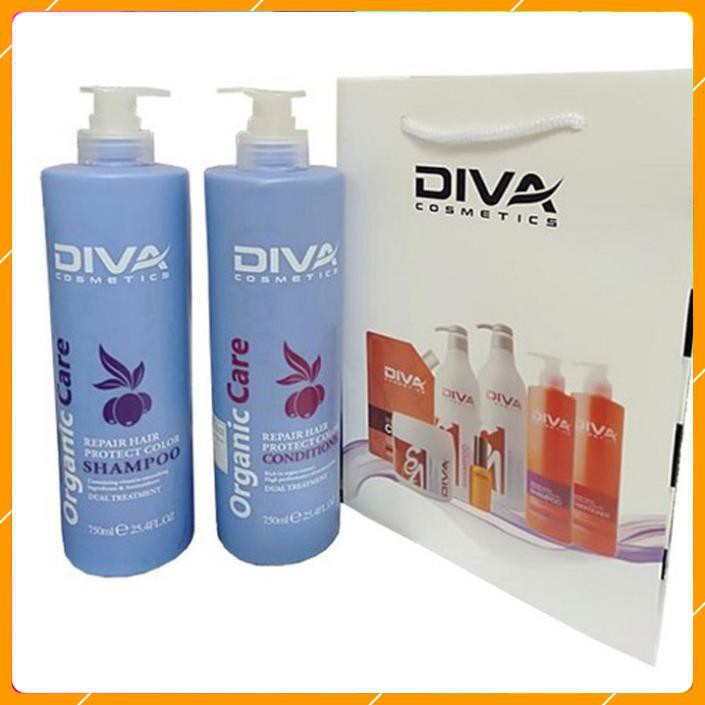 Bộ Dầu Gội Xả Diva Xanh Cosmetics Organic Care 750ml . .