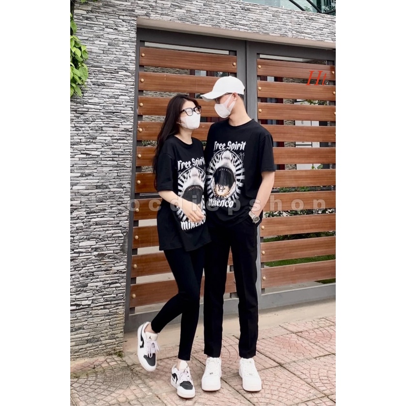 [RẺ VÔ ĐỊCH ] Áo Phông Cổ Tròn Nam Nữ Dập Hình Cá Mập Chất Cotton đủ size từ 38kg đến 65kg