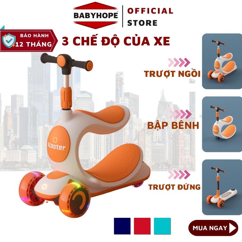 Xe trượt scooter cho bé cao cấp 2 trong 1 - 3 chế độ Bánh xe phát sáng vĩnh cửu gấp gọn chịu lực 150kg