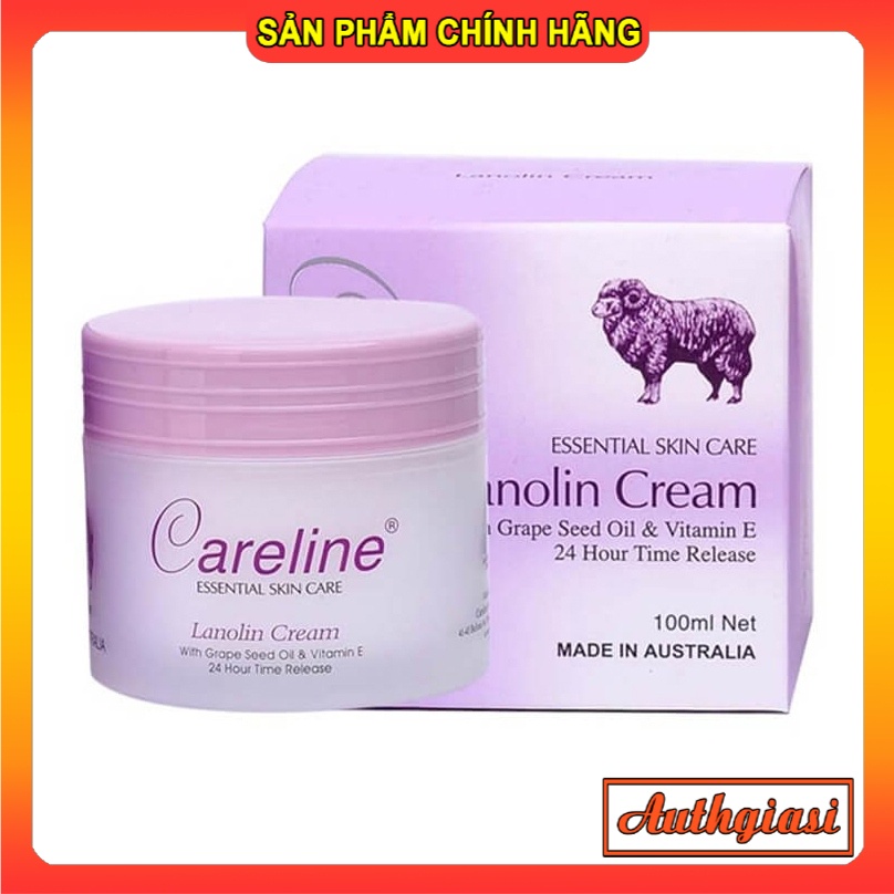 Kem dưỡng Careline Placenta Cream nhau thai cừu cam và Lanolin Cream mỡ cừu tím Úc 100ml