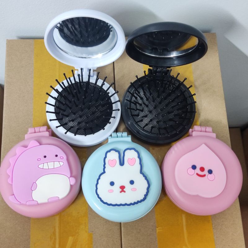 Lược Mềm Mại Có Gương Hình Hoạt Hình Dễ Thương Nhỏ Gọn