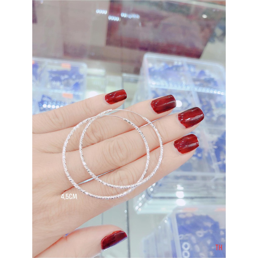 free ship bông tai vòng tầu bạc ý về đủ 5 size cho nữ