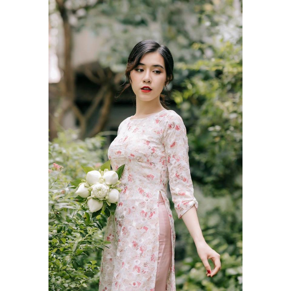 MINX - Áo Dài Cổ Thuyền Chiffon Thêu