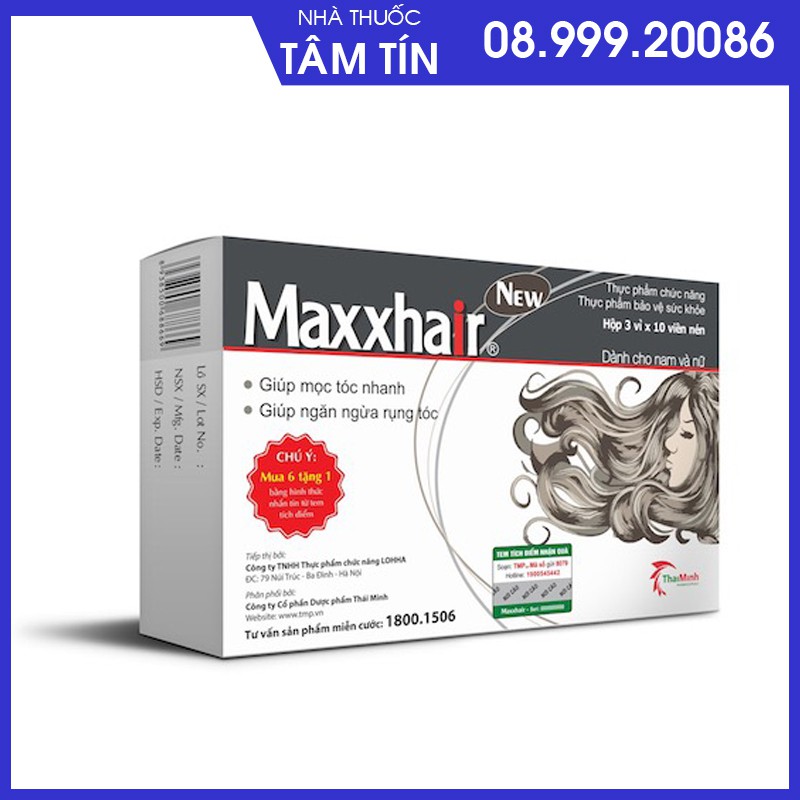 [Mã 66FMCGSALE hoàn 8% xu đơn 500K] (CHÍNH HÃNG MUA 6 tặng 1) Thực phẩm MAXXHAIR ngăn rụng tóc,kích thích tóc mọc nhanh.