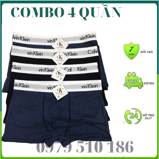 Combo 4 quần lót nam sịp xì đùi đẹp chất cotton siêu mỏng cao cấp