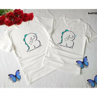 Áo đôi áo gia đình Khủng long dễ thương cotton loại 1 dày dặn mềm mát đủ màu đủ size 5-110kg