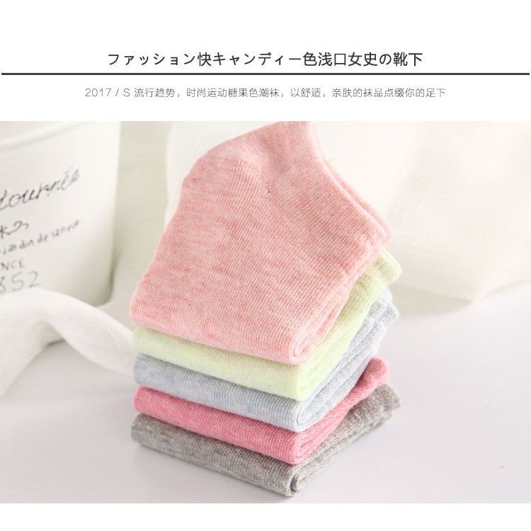 Tất nữ cổ ngắn cotton trơn nhiều màu 88157 SHOP 88