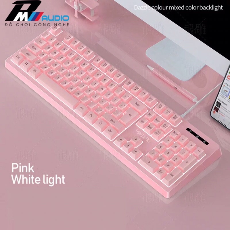 Bàn Phím Gaming K200 YINOIAO Led xuyên chữ có 4 màu HỒNG, XANH ,TRẮNG, ĐEN.Bảo hành lỗi 1 đổi 1-BMVAUDIO