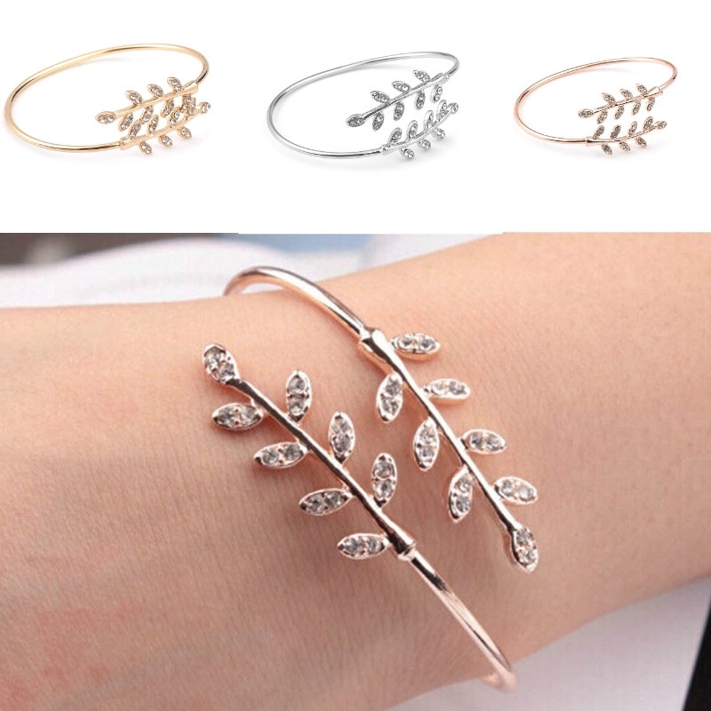 Vòng Lắc Tay Hở Hình Chiếc Lá Thời Trang Cho Nữ