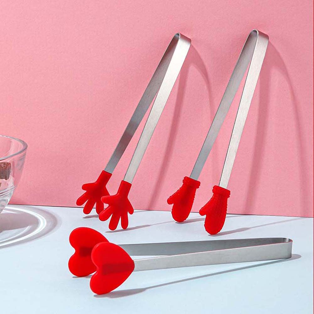 Kẹp gắp thức ăn bằng silicone/thép không gỉ chịu nhiệt thiết kế tiện dụng cho nhà bếp