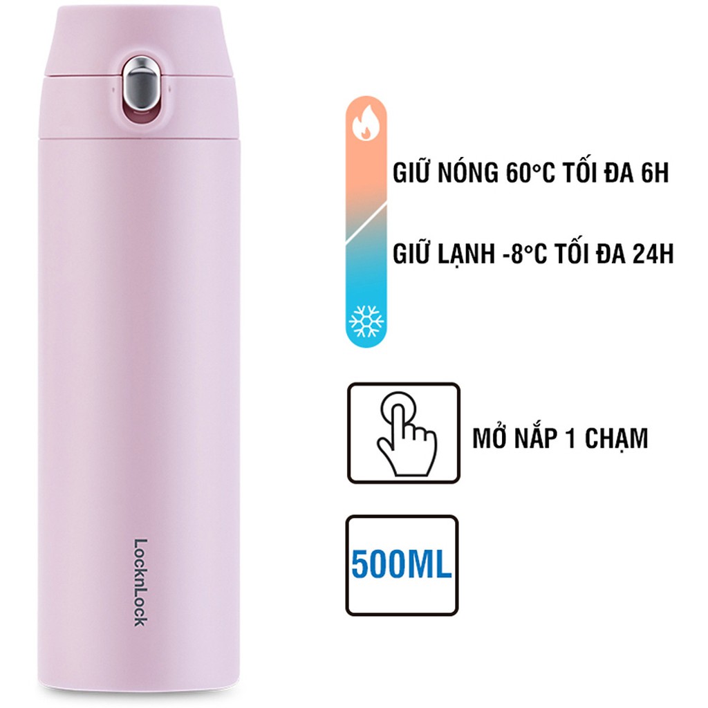 Bình Giữ Nhiệt Lock&Lock Featherlight One-Touch Tumbler LHC3257 , Hàng Chính Hãng, Mở Nắp Một Chạm - Happi House