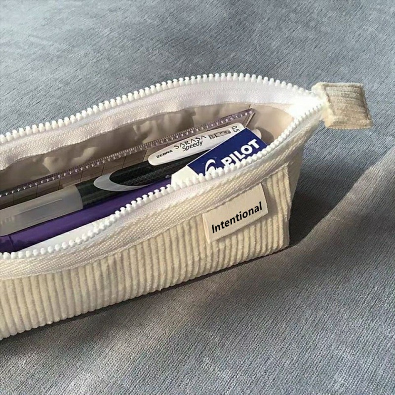 Túi Đựng Bút Bằng Vải Nhung Kẻ Màu Trơn Hình Tàu Con Tàu Dành Cho Học Sinh Trung Học