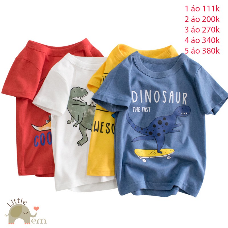 Áo bé trai cotton cộc tay _ Dino color