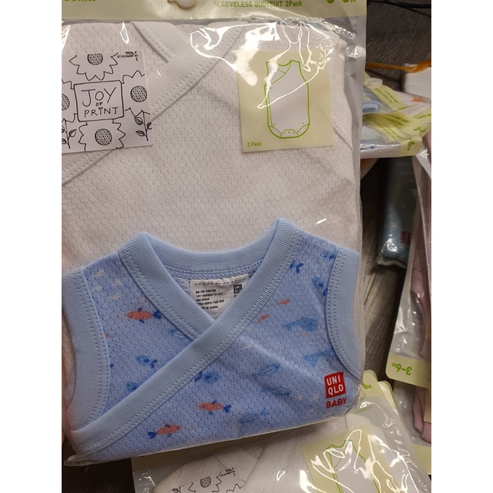 Set 2 body sát nách Uniqlo chất cotton lưới thông hơi cho bé
