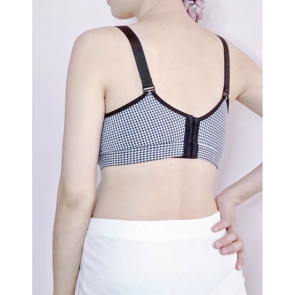 Áo lót bầu Embra áo kẻ caro không gọng chống chảy xệ, nút cài trước dễ mở cho bé ti EBALKG35
