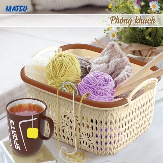 COMBO 3 Giỏ Bông Nhựa Có Quai Xách Matsu Duy Tân Nhỏ/Trung/Lớn