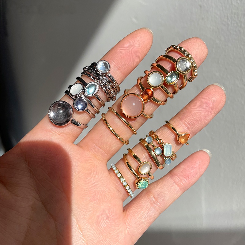 Bộ Nhẫn Đeo Ngón Tay Thời Trang Sáng Tạo Cho NữYanqueens Quà tặng trang sức
