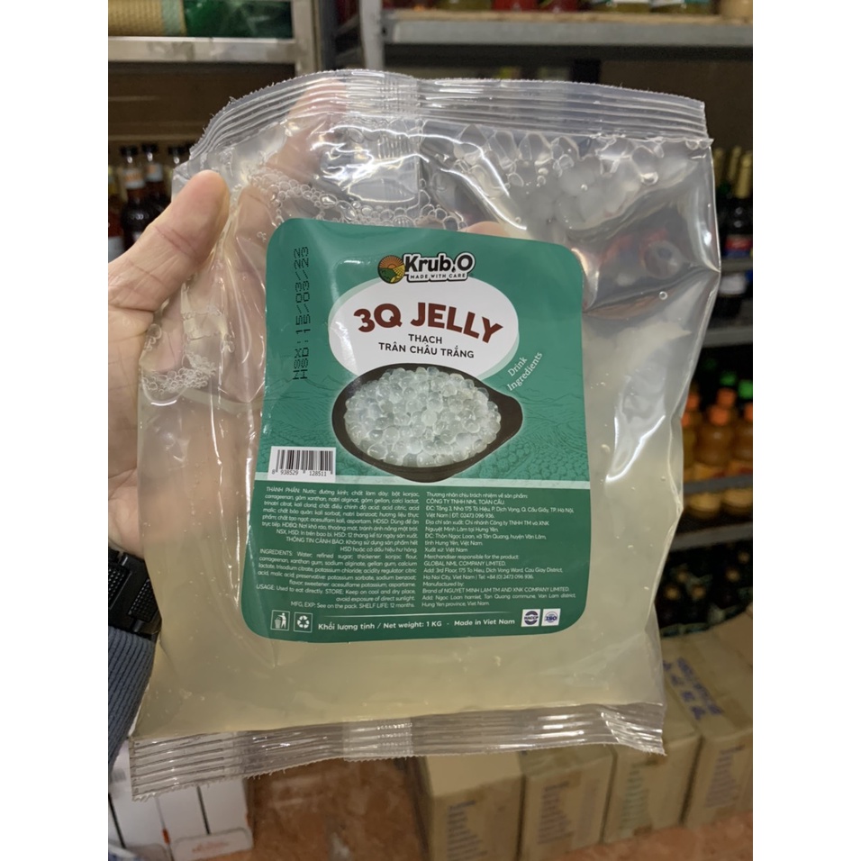 Thạch Trân Châu 3Q Trắng Krub.O Gói 1kg - Thơm Ngon Giòn Sần Sật