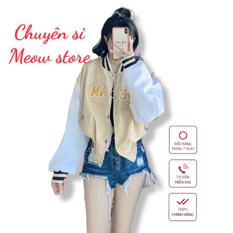 Áo khoác bomber dù 2 lớp croptop cute