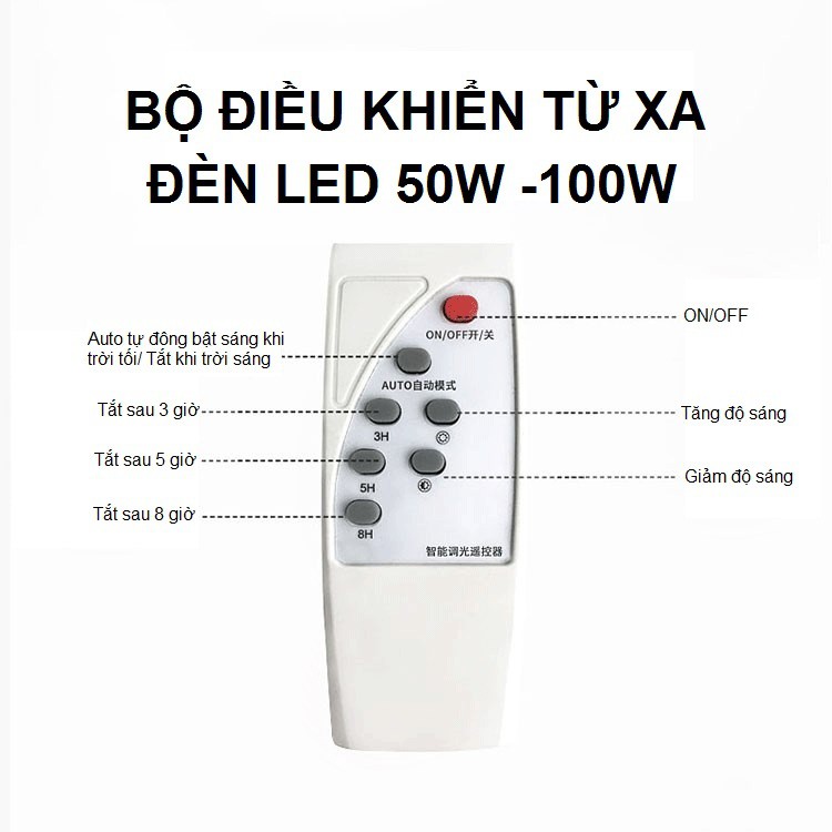 Đèn LED Năng Lượng Mặt Trời Điều Khiển Từ Xa Siêu Sáng IP 65 50W