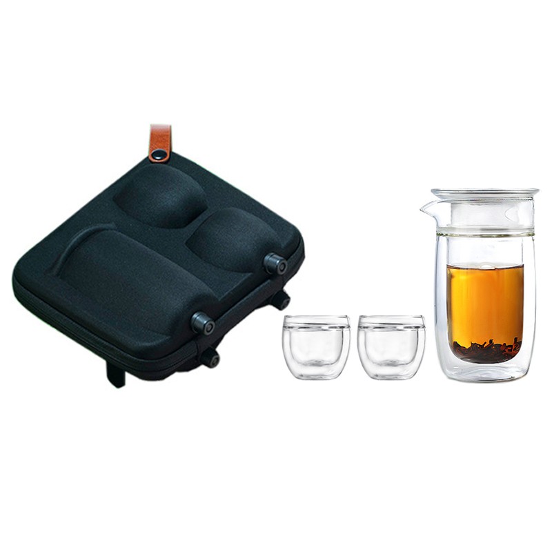 Bộ Bình Pha Trà JIMMEAL Thủy Tinh 2 Lớp Cách Nhiệt Cao Cấp Kèm Hộp Chống Sốc Thích Hợp Cho Văn Phòng, Du Lịch, Dã Ngoại