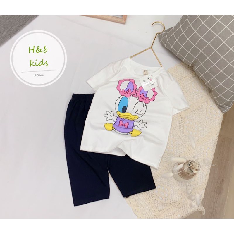 Bộ cotton lửng bé gái size đại H&amp;B kids Mickey Donal