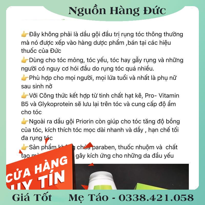 [auth] Dầu gội Priorin giúp mọc tóc dành cho tóc rụng yếu và mỏng - Nội địa Đức Đủ Bill [Hot]