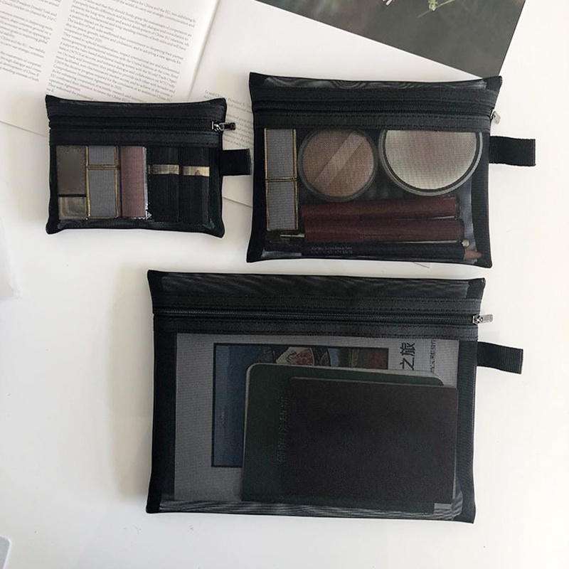 Túi Lưới Trong Suốt Đựng Mỹ Phẩm / Đồ Trang Điểm Có Khóa Kéo Tiện Dụng Cho Nữ