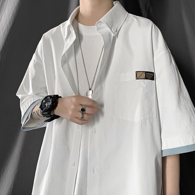 Áo Sơ Mi Ngắn Tay Cổ Bẻ Thời Trang Hàn Quốc Dành Cho Nam