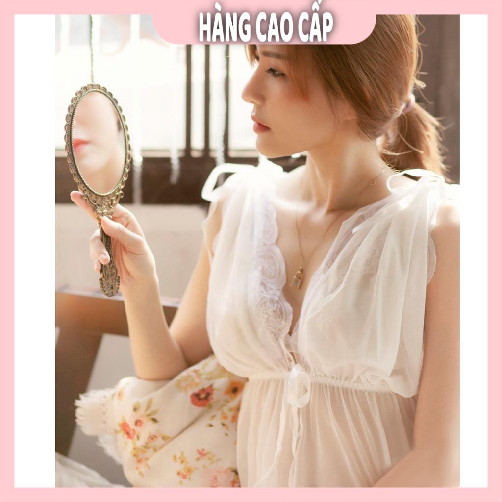 Váy ngủ ren sexy bẹt vai mặc hai kiểu đồ ngủ big size voan thun với màu hồng dễ thương | BigBuy360 - bigbuy360.vn