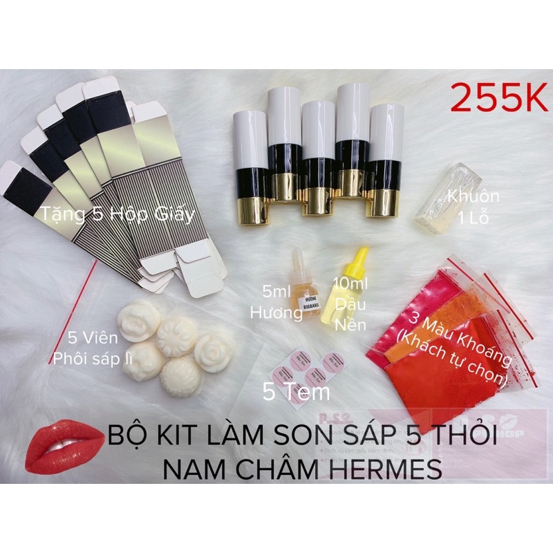 BỘ KIT LÀM SON SÁP 5 THỎI HANDMADE.