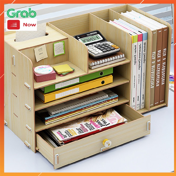 Kệ gỗ tài liệu để bàn Giá đựng sách vở văn phòng mini nhiều ngăn tủ sách để bàn