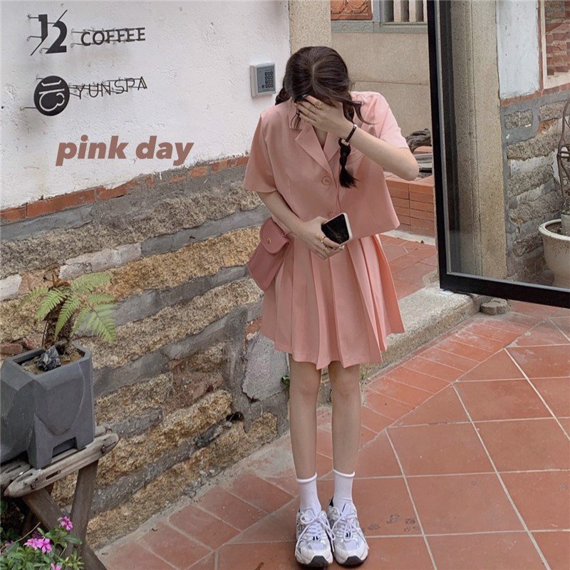 ẢNH THẬT - SET Suit Áo Blazer Trơn + Váy Quần Xếp Ly Lưng Cao DORY&PONY – SET014 (2 màu hot)