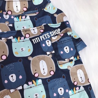 Áo Sơ Mi Chó Mèo -Gấu Xanh