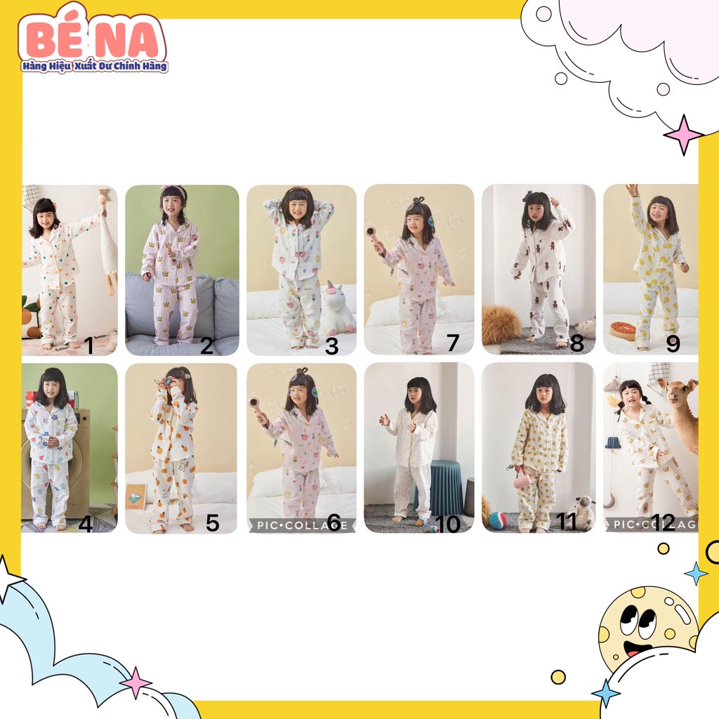 Bộ Pijama thô xuất hàn , đồ ngủ cực xịn cho bé gái