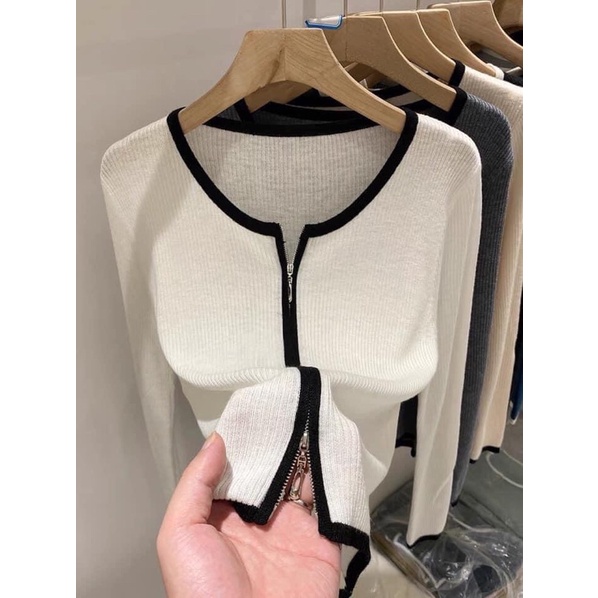 Áo len tăm khoá trước xinh xắn- mẫu hot 2022 cam kết hàng đẹp như hình