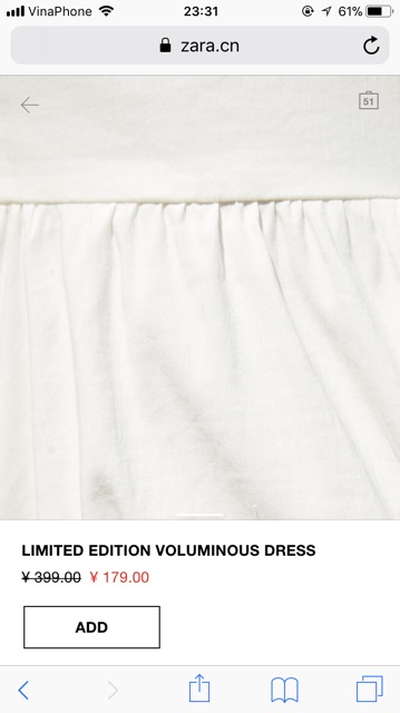 VÁY TRẮNG TIỂU THƯ ZARA AUTH SĂN SALE