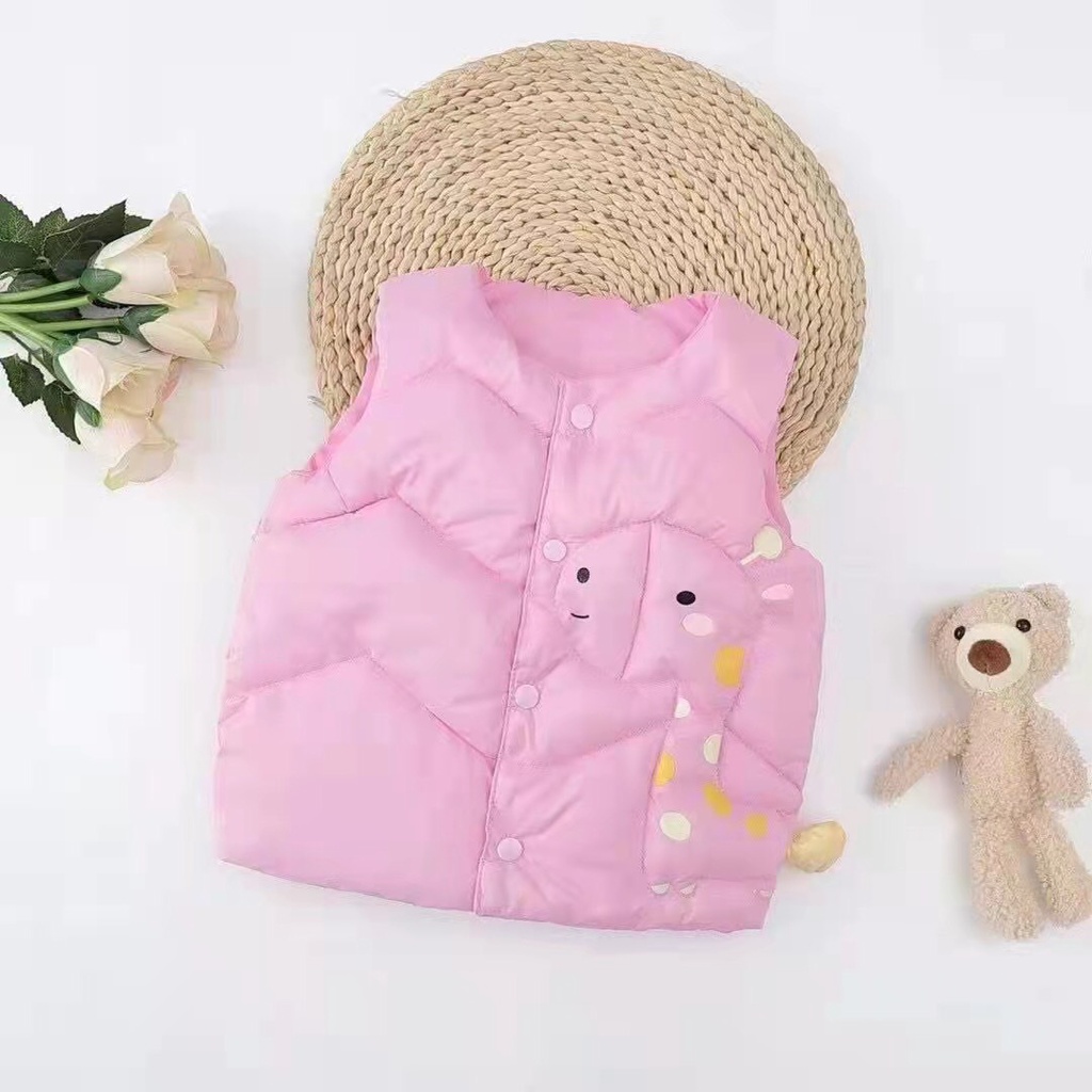 Áo phao gile Quảng châu cho bé trai, bé gái hình hươu cao cổ siêu dễ thương K045