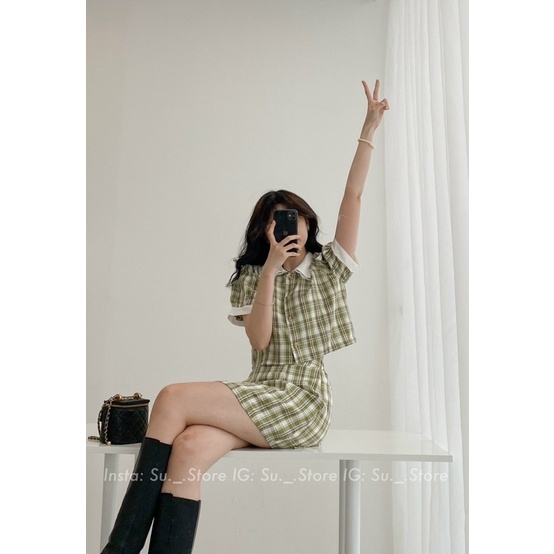 Set áo kèm chân váy kẻ S25